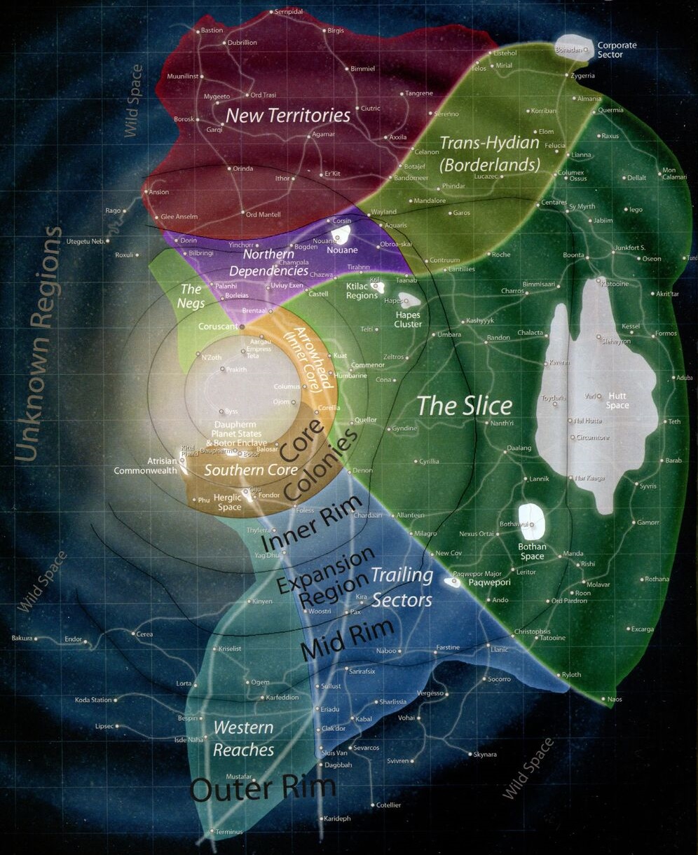 Star Wars Galaxy Regions Map