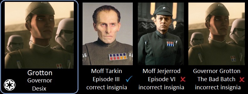 Governor Grotton wrong insignia, Bad Batch